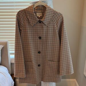 Sezane Women's Gabriel Coat in Beige, Black and Camel Checks